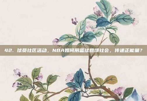 42. 球员社区活动，NBA如何用篮球回馈社会，传递正能量？